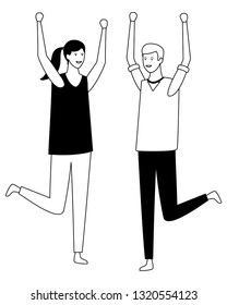 young couple cartoon