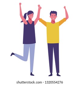 young couple cartoon