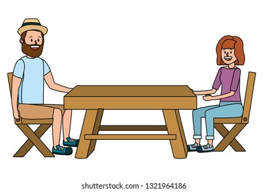 young couple cartoon