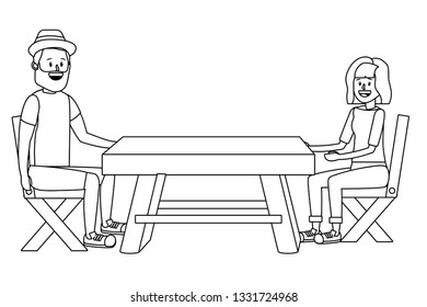 young couple cartoon