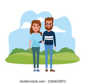 Young couple cartoon