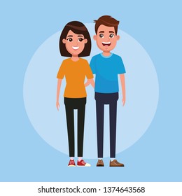Young couple cartoon