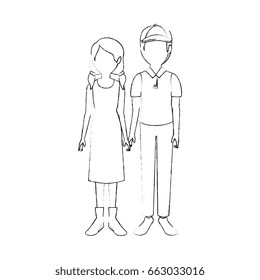 young couple cartoon