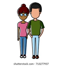 Young couple cartoon