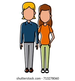Young couple cartoon