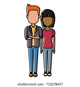 Young couple cartoon