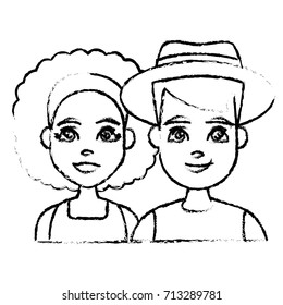 Young couple cartoon