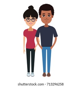 Young couple cartoon