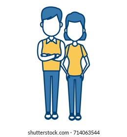 Young couple cartoon