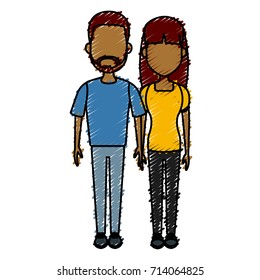 Young couple cartoon