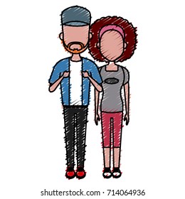 Young couple cartoon