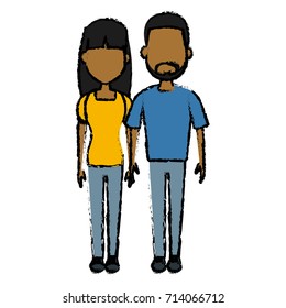 Young couple cartoon