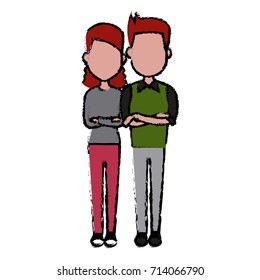 Young couple cartoon