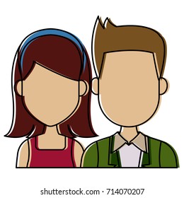 Young couple cartoon