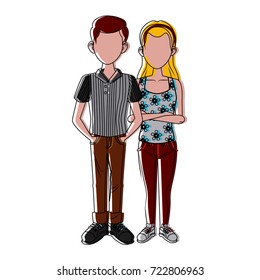 Young couple cartoon