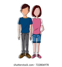 Young couple cartoon