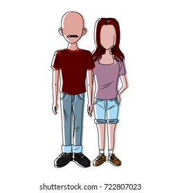 Young couple cartoon