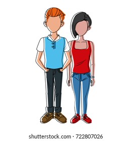 Young couple cartoon