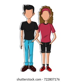 Young couple cartoon