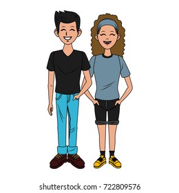 Young couple cartoon