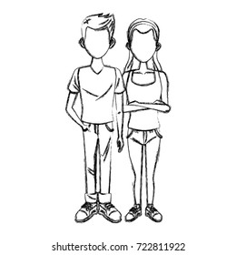 Young couple cartoon