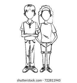 Young couple cartoon