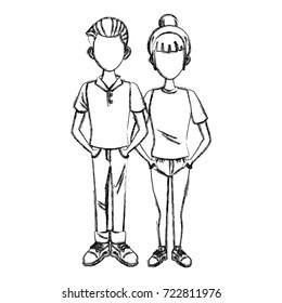 Young couple cartoon