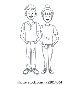 Young couple cartoon