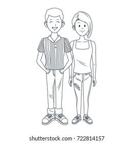 Young couple cartoon
