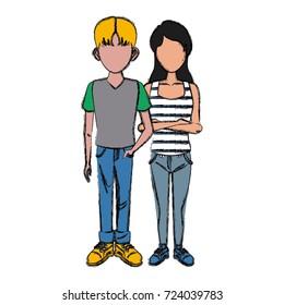 Young couple cartoon