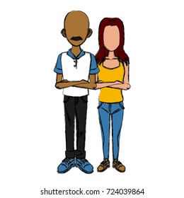 Young couple cartoon