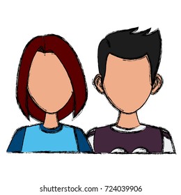 Young couple cartoon