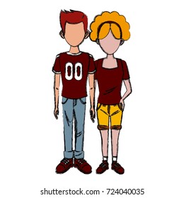 Young couple cartoon