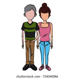 Young couple cartoon