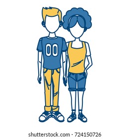 Young couple cartoon