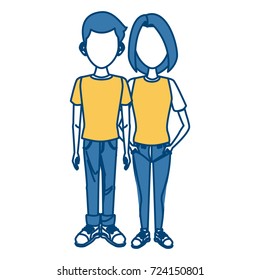 Young couple cartoon