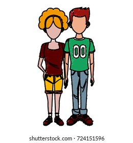 Young couple cartoon