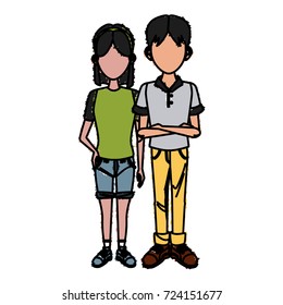 Young couple cartoon