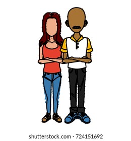 Young couple cartoon