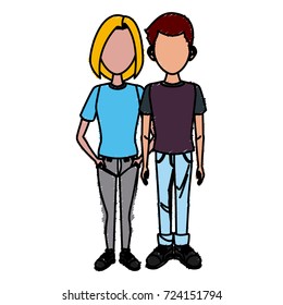 Young couple cartoon