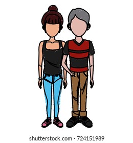 Young couple cartoon