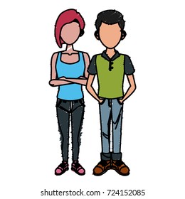 Young couple cartoon