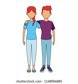 Young couple cartoon faceless