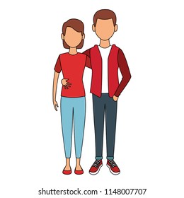 Young couple cartoon faceless