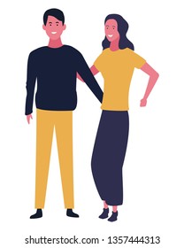 Young couple cartoon isolated