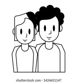 Young couple cartoon profile isolated vector illustration graphic design