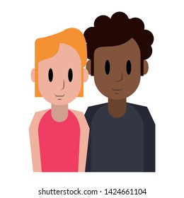 Young couple cartoon profile isolated vector illustration graphic design