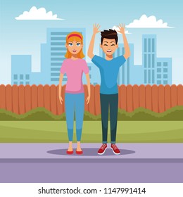 Young couple cartoons