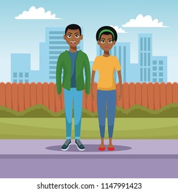 Young couple cartoons