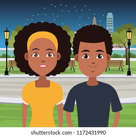Young couple cartoons